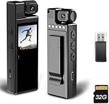 Tkiplay Mini Body Camera with Audio and Video Recording, FHD 1080P Small Personal Body Cam, Bodycam with 32G SD Card, Motion Detection, Loop Record