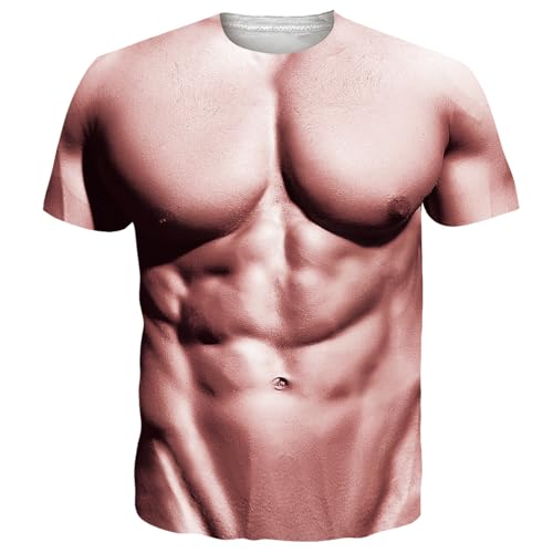 uideazone Mens Short Sleeve T-Shirt Casual 3D Creative Print Crewneck Graphic Tees