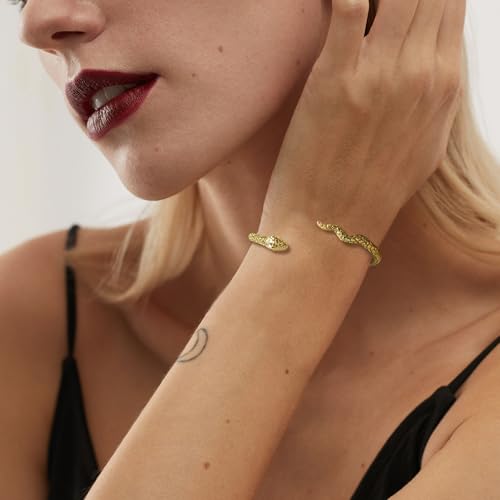 14K Gold Bracelets for Women Snake Cuff Bracelet for Women Open Bangles Bracelets for Women Friendship Gift2