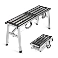 GMGSPT Folding Work Platform Height Adjustment 19-27"(H) Portable Steel Step Ladder Stool for Home, Office, Workshop and Garage, Maximum Load 400lbs