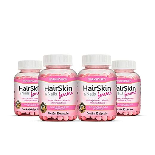 04 HairSkin Femme Biotina e Minerais 90 Cápsulas Maxinutri