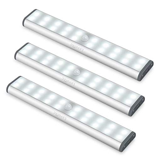 Under Cabinet Lights,Under Counter Lights for Kitchen, Under Cabinet Lighting,Motion Sensor Closet Light Rechargeable Wireless 20-LED Kitchen Under Counter Lighting Magnetic Closet Lighting (3Pack)