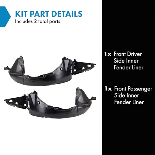 Image of TRQ Front Inner Fender Liner Set Compatible with 2007-2011 Nissan Altima NI1248120 NI1249120