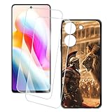 OAGELIM 2er Pack Display Schutzfolie + Hülle Kompatibel mit Benco S1 Plus Without Camera (6.8 Zoll) Künstlerisch Bedruckte Hülle und Gehärtetes Glas Kratzfest (Krieger)