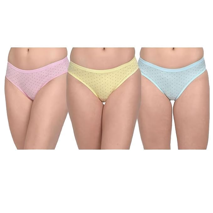 Women's Medium Coverage Print Cotton Low Waist Bikini Panty with Concealed Waistband Pack of 3-image-46