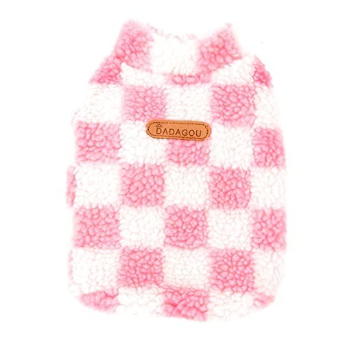 Zunea Fuzzy Dog Jumper for Small Dogs Warm Fleece Winter Jacket Coat Plaid Puppy Clothes Fluffy Pullover Sweater Coat Soft Pet Apparel for Dogs Girl Boy Chihuahua Yorkie Cat Pink L - Image 4