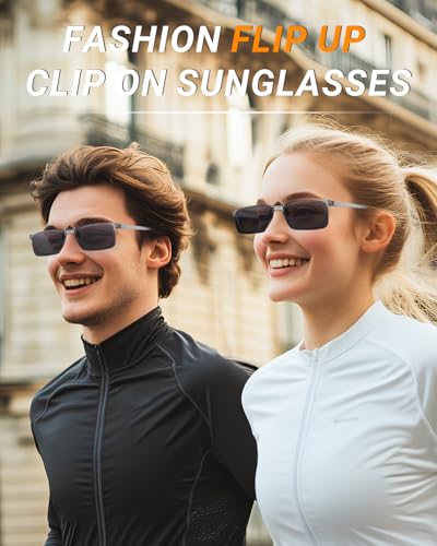 TERAISE Clip On Sunglasses Flip up HD Polarized Unisex for Outdoor/Driving UV4002