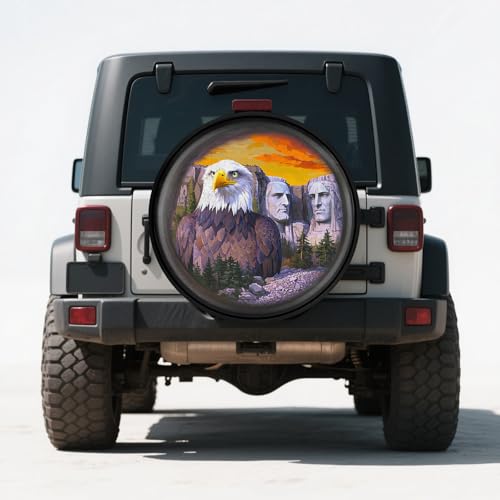 Image of Spare Tire Cover for RV Trailer with American Eagle President Mountain 14in