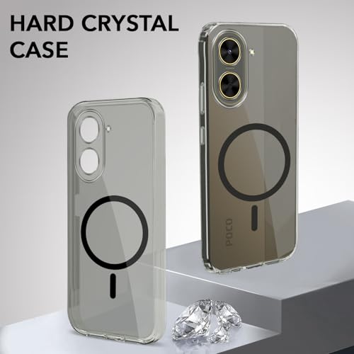 Image of Jkobi Lifetime Anti-Yellow MagSafe Compatible Clear Back Cover Case for Poco C71 (Sleek Hard Crystal | Shockproof and Camera Protection)