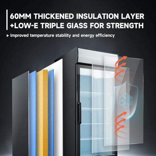 DeepTide 20 Cu.Ft Single Door Commercial Flower Refrigerator——Display Refrigerator with 3 Triple Glass,ETL Certified, 32℉ ~ 44℉, LED Lighting, Floral Cooler for Cafes, Restaurants, Stores - Image 5