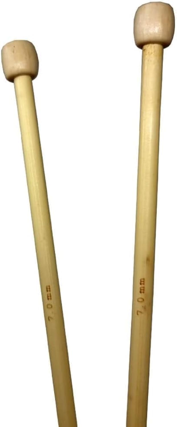 Bamboo Knitting Needles Pair, 35cm Long Single Point Knitting Needle Set 4mm - 25mm (7mm)