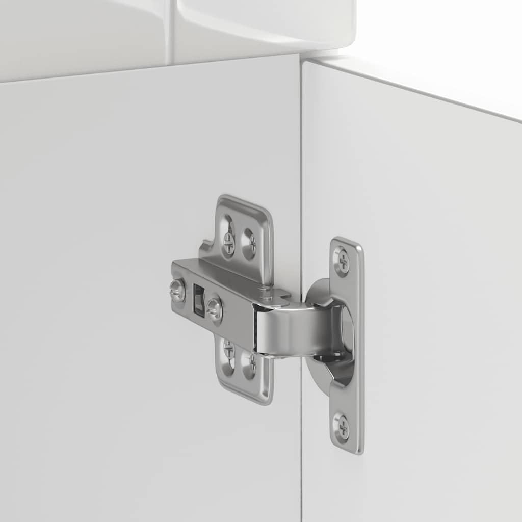 vidaXL Armoire de Cuisine Kalmar Blanc Brillant Bois ingénierie, Meuble Bas d'évier, Meuble Bas de Cuisine avec tiroir, Meuble Bas de Cuisine avec Porte