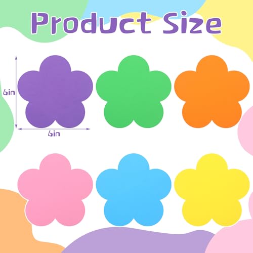 Image of Ireer 48 Pcs Large Foam Flower Cutouts 6 Inch Colorful Bulletin Board Decor Flower Shape Cutouts DIY Craft Set for Spring Classroom Craft Project Party Supplies Chalkboard Wall Decor