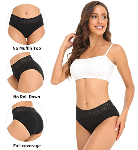 Image of RHYFF Womens Underwear Cotton Bikini Panties Lace Soft Hipster Panty Ladies Stretch Full Briefs 5 Pack
