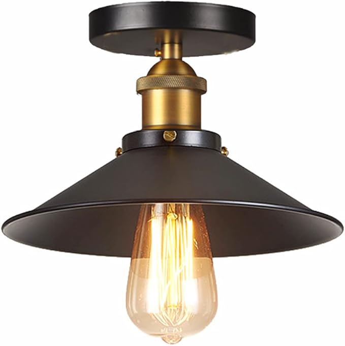 Mengjay Plafondlamp moderne vintage industriële metalen zwart brons verlichting plafond vintage loft bar plafond licht schaduw hanger retro licht, lamp niet inbegrepen