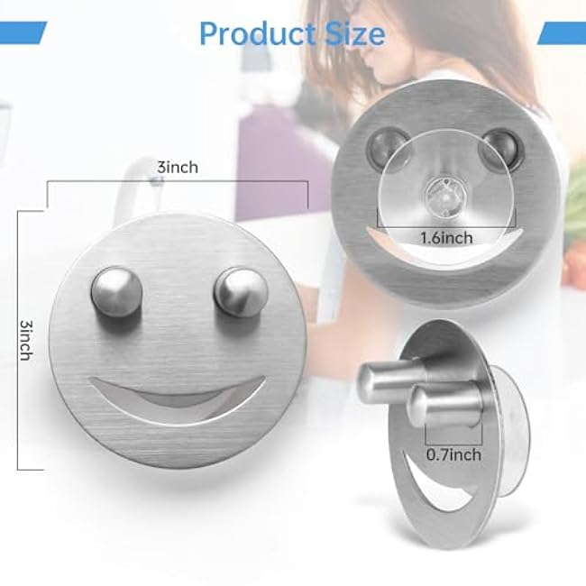 Stainless Steel Smiley Face Sponge Daddy Holder, Brushed Silver Sink Caddy Organizer with Suction Cup Installation for Kitchen, Keep Happy Face Sponge Clean and Dry