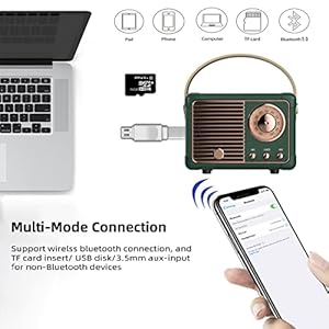 Retro bluetooth speaker mini wireless speakerportable bluetooth speaker with crystal clear stereo sound rich bassmini retro speaker for iphoneandroid devices and tabletgreen  urban country home decor