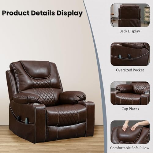 Sillón reclinable cuero con respaldo alto miniatura 3