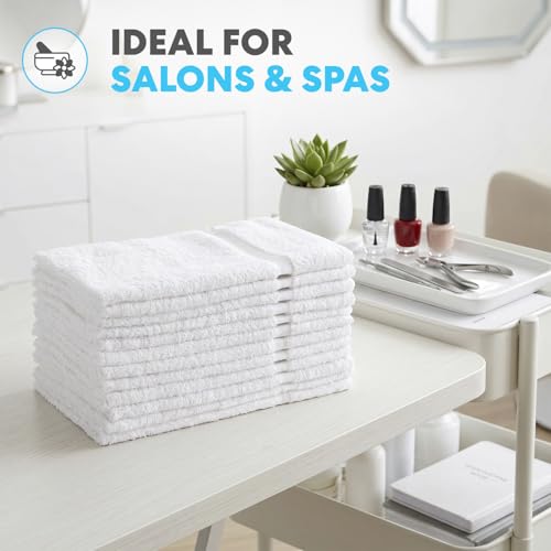 Image of Simpli-Magic Cotton Hand Towels 16 inchx27 inch (12 Pack) - Soft Towels for Bathroom, Kitchen, Salon & Gym (White)