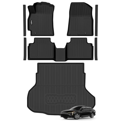 Bingoliner Floor Mats for 2025 2026 Kia K4 (Not for K4 Hatchback) All Weather Interior Protector Floor Mats & Trunk Mat & Door Sill Guard for Kia K4 Car Accessories Floor Liner
