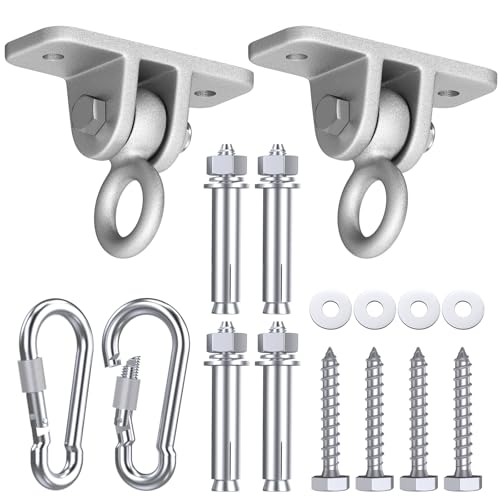 Highpro Swing Hangers for Wooden Sets Pack of 2 Heavy Duty Swingset Hardware with Locking Hooks for Patio, Porch, Playground Indoor/Outdoor, Silver
