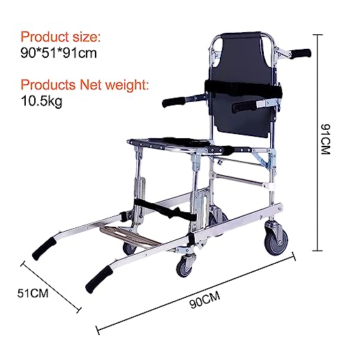 Urządzenie wspomagające podnoszenie fotela schodowego, aluminiowy, lekki, składany wózek inwalidzki, 2-kołowy, nośność 158 kg, klamry szybkiego zwalniania