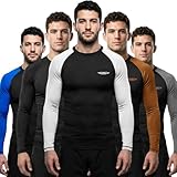 Exxact Sports Men’s BJJ Rash Guard Long Sleeve, IBJJF Ranked No Gi Jiu Jitsu Compression Shirt for MMA Grappling & Wrestling - (Black/White, AS)
