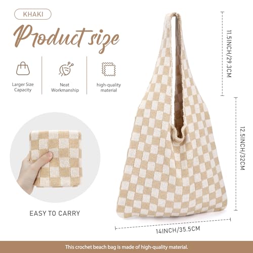 Image of hatisan Crochet Bag for Women, Handmade Knit Beach Tote Bag Summer