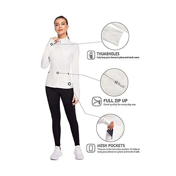 Mokermi-Womens-Sports-Running-Jacket-Sportswear-Turtleneck-Workout-Jogging-Jacket-Slim-Fit-Lightweight-with-Zipper-Pockets Women's Workout Running Jackets Slim Fit Athletic Yoga Jacket for Women Zip Up Track Gym Wear with Thumb Holes