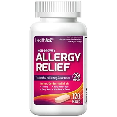 HealthA2Z Fexofenadine Hydrochloride 180mg, Antihistamine for Allergy Relief, Non-Drowsy, 24-Hour Antihistamine for Allergy Relief (120 Count (Pack of 1)) Cover