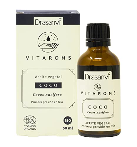 VITAROMS OLIO VEGETALE COCO CERTIFICATO BIO ECOCERT - Prima pressione a freddo - Nutriente, emolliente e rigenerante - VEGANO - SENZA GLUTINE - 50 ml