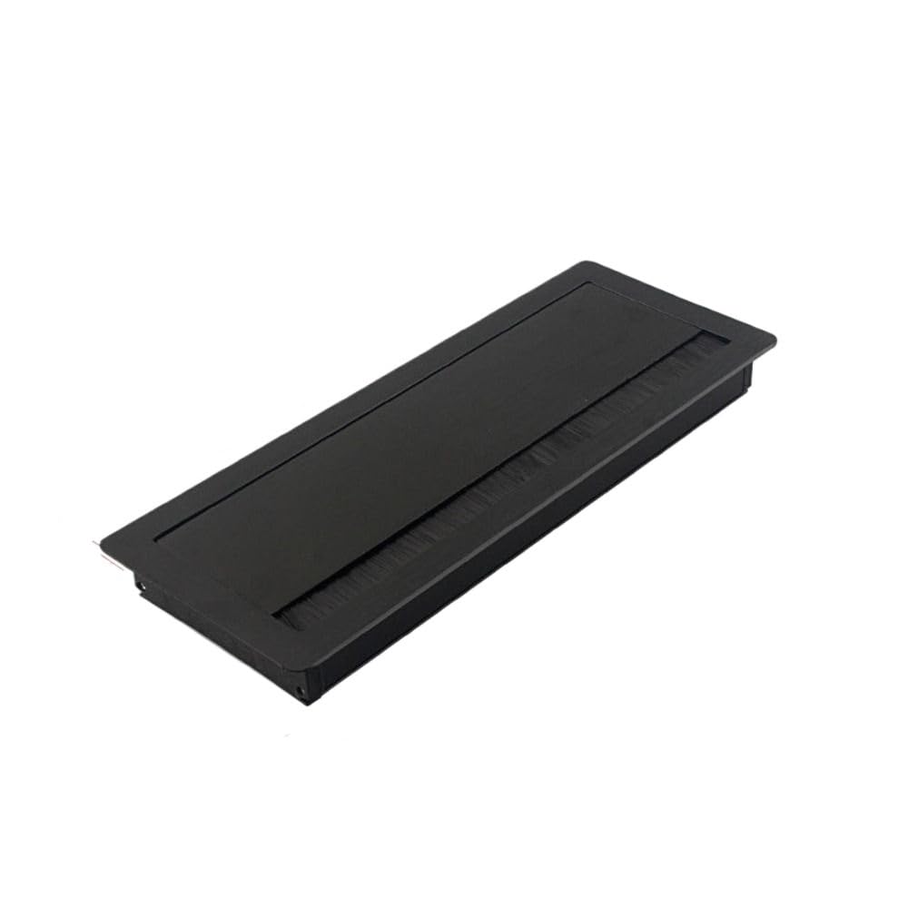 kabeldurchführung Flip Cover Konferenztisch Threading Box mit Pinsel Square Büro Schreibtisch Verdrahtung Aluminiumlegierung Drahtloch(Black-30cm-)