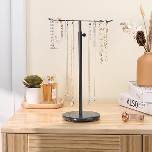 Présentoir à bijoux de colliers noirs et support de rangement ajustable