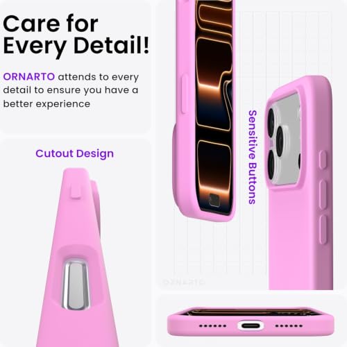 Image of ORNARTO Compatible with iPhone 17 Pro Max Case 6.9 inch, Slim Liquid Silicone 3 Layers Soft Gel Rubber Shockproof Protective Cover with Anti-Scratch Microfiber Lining-Cherry Blossom