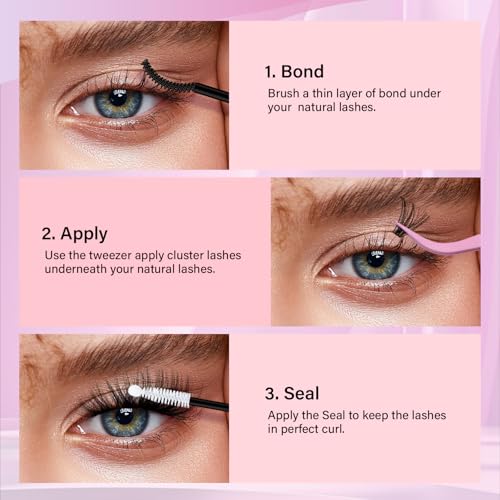 DIY Lash Extension Kit 240pcs Lash Clusters D Curl Eyelash Extension Set(30D+40D-8-16mix Kit)