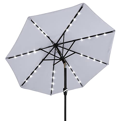 ABCCANOPY - Sombrilla solar para patio con 32 luces LED de 9 pies (gris claro) Cover