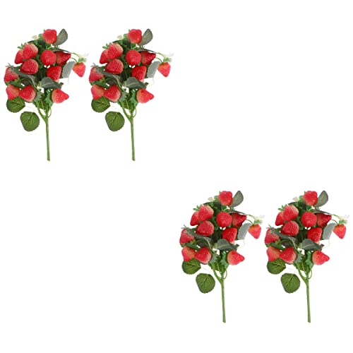 NOLITOY 4 Pcs Simulated Strawberry Plastic Strawberry Branch Artificial Strawberry Plants Desktop Decors Home Decor Strawberry Adorn Fake Strawberry Artificial Strawberry Branch