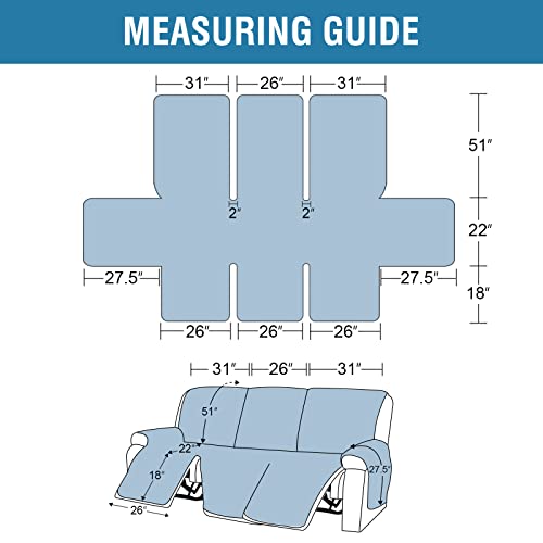 Recliner Sofa Covers 3 Seat 100% Waterproof Recliner Sofa Slipcover For 3 Cushion Couch Premium Velvet Pet Sofa Cover For Recliner Washable Reclining Couch Covers With Elastic Straps, Ivory #TOP5
