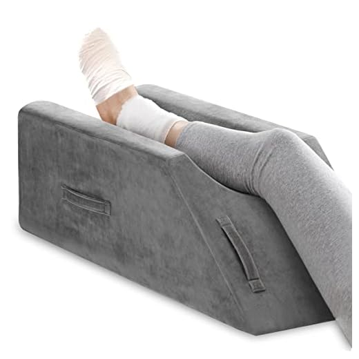 UBBCARE Leg Elevation Pillow for Leg/Knee Surgery Recovery, Memory Foam Leg Pillow with Velvet Washable Cover, Grey