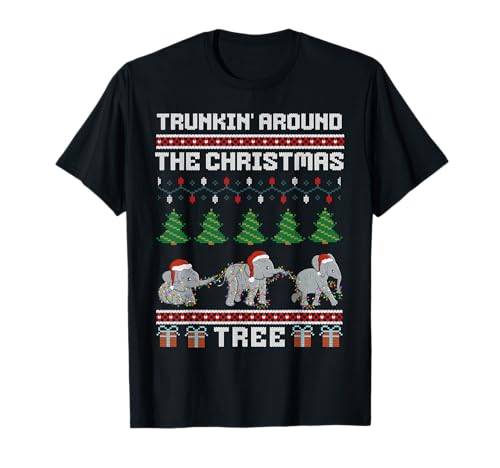 Elephant Theme Carol Holiday Ugly Christmas Quote Trunkin' Around the