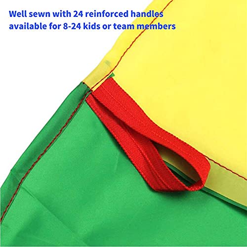 16.4Ft Rainbow Parachute For Outdoor Party Games, Kids Play Parachute Group Cooperative Team Game Toys, Family Get-Together Entertainment #TOP2