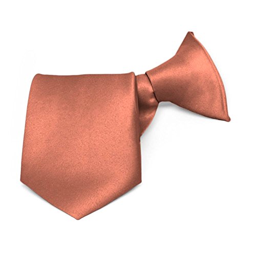 tiemart Boys' Palm Coast Coral Solid Color Clip-On Tie, 8