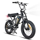 HITWAY E Bike Electric Bicycle for Adults 20 Inch 4.0 Fat Tire Ebikes, 48V 15AH Mountain E-MTB Bicycle, 7 Gears for Commuting, up to 45-80km，UL2849 Certified