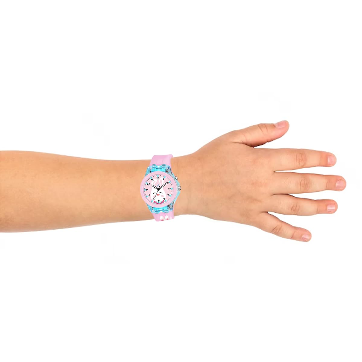 ON TIME OCTUS Kids Analouge Multi-Color Light Cute 3D Cartoon Character Girls Silicone Watch (Multicolour Dial & Pink Colored Strap) 3