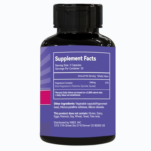 Image of Magnesium Supplement - Magnesium Complex- 3 Forms: Magnesium L-Threonine, Glycinate & Taurate - Supports Relaxation & Brain Health, 90 Veggie Capsules