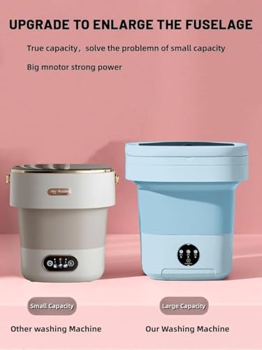 Image of Portable Washing Machine, 16L Mini Washing Machine With Spin Basket, Small Portable Washer Machine Suitable for Underwear Small Clothes Dryer FOR CLEAN (SHAPE 2)