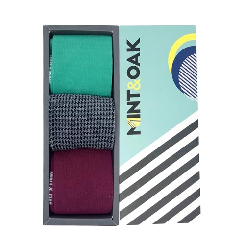 Image of Mint & Oak Long Socks For Men, Soft Cotton Calf Length Socks, Colorful Sock Gift For Men, Full Length & Odour Free, Funky Socks - Gift Box of 3