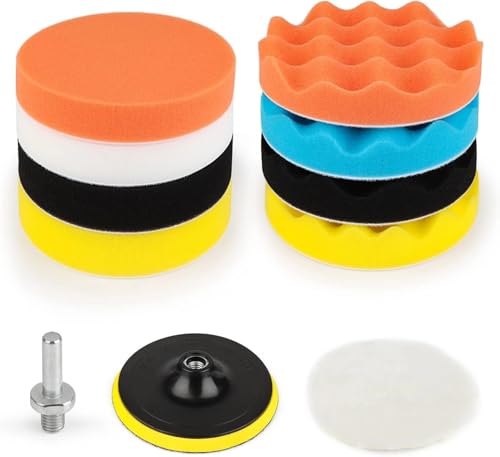 Image of Polishing Pads Sponge and Woolen Polishing Waxing Buffing Pads Kits Car Foam Drill 3-Inch Buffing Pad 11 PCS Polishing Pads Kit Car Buffer Polisher Kit Sponge Pad Kit for Car Polishing
