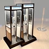 Retro Vintage Tall Phonebooth Lamp, Retro Lamp, Industrial Funky Table Light, Creative Small Desk Lamp with Soft Light for Office and Bedroom, Telephone Booth Night Decor Gift (2PCS)