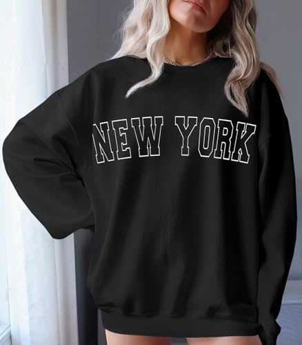 Image of Langwyqu Women's Oversized Sweatshirt Los Angeles California Crewneck Long Sleeve Casual Loose Pullover Tops